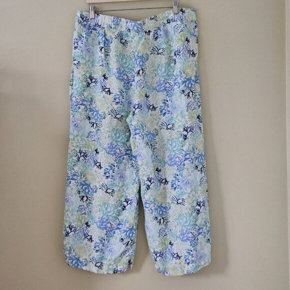Northern Reflections Pants Womens XL Floral Cropped Wide Leg Pull On Linen Blend - Picture 2 of 16
